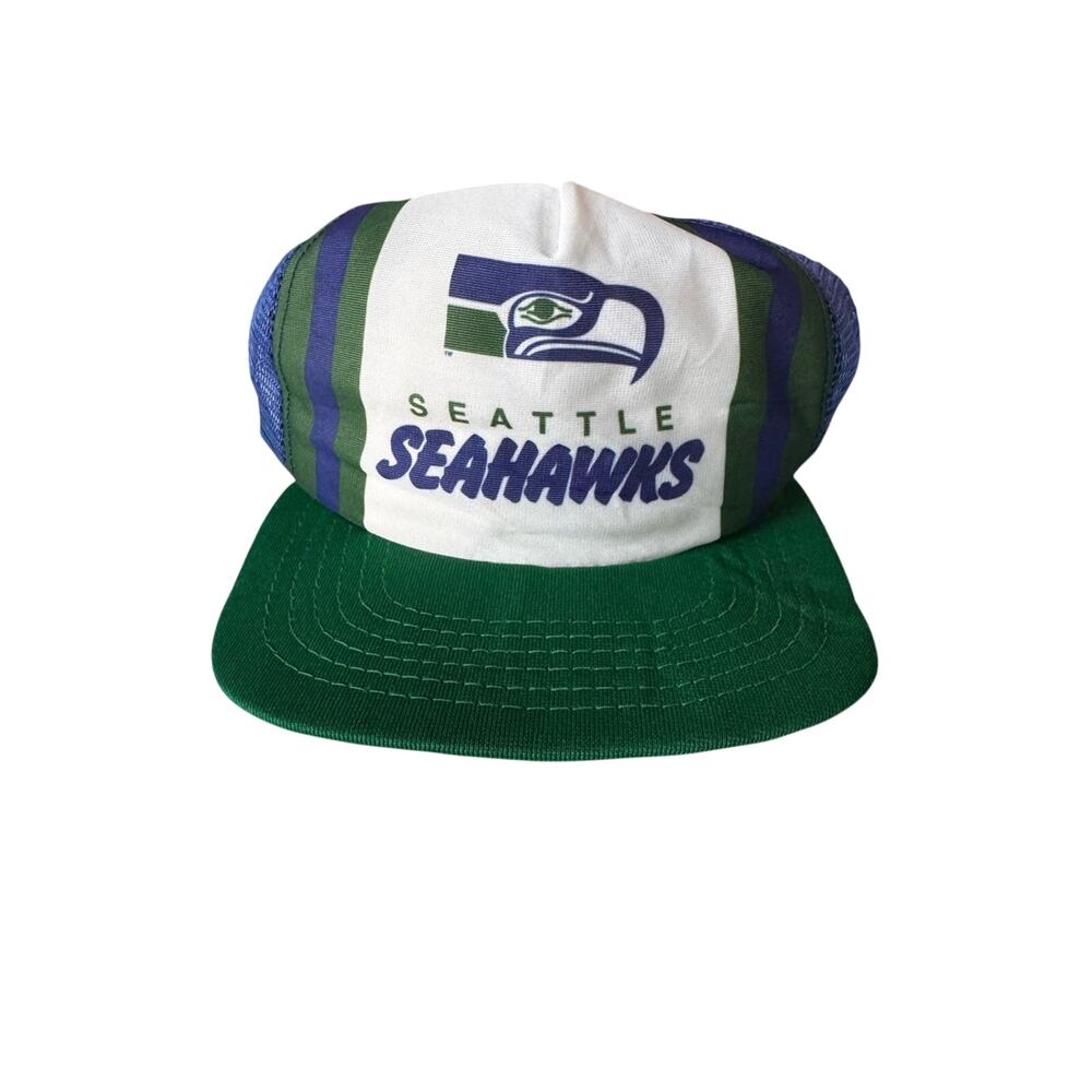 Vintage 80s Seattle Seahawks New Era Snapback Trucker Hat NFL USA
